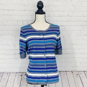 The Limited Gray/Blue/White Button Up Sweater Size L